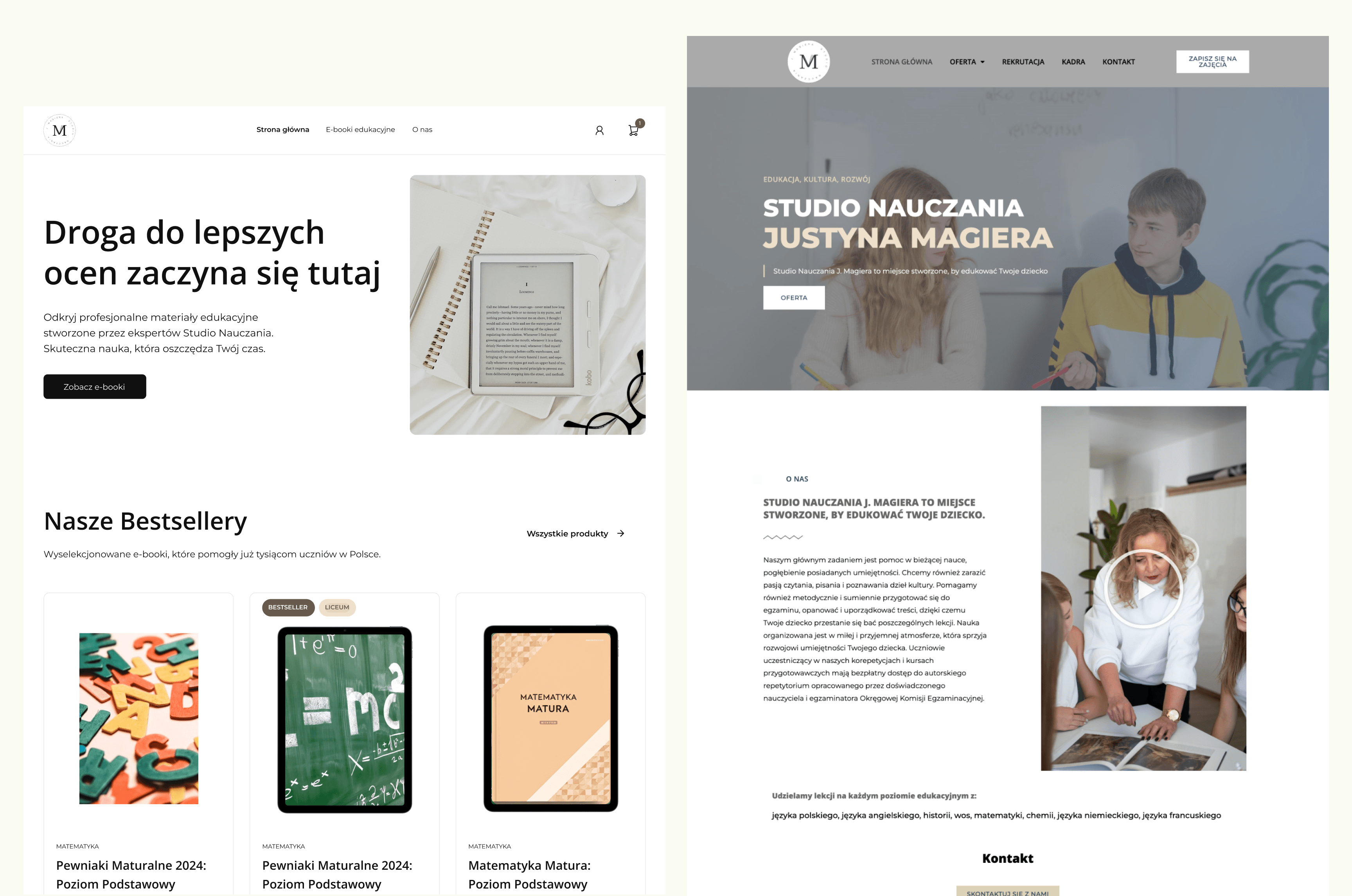 Porównanie kierunku wizualnego projektu Akademia