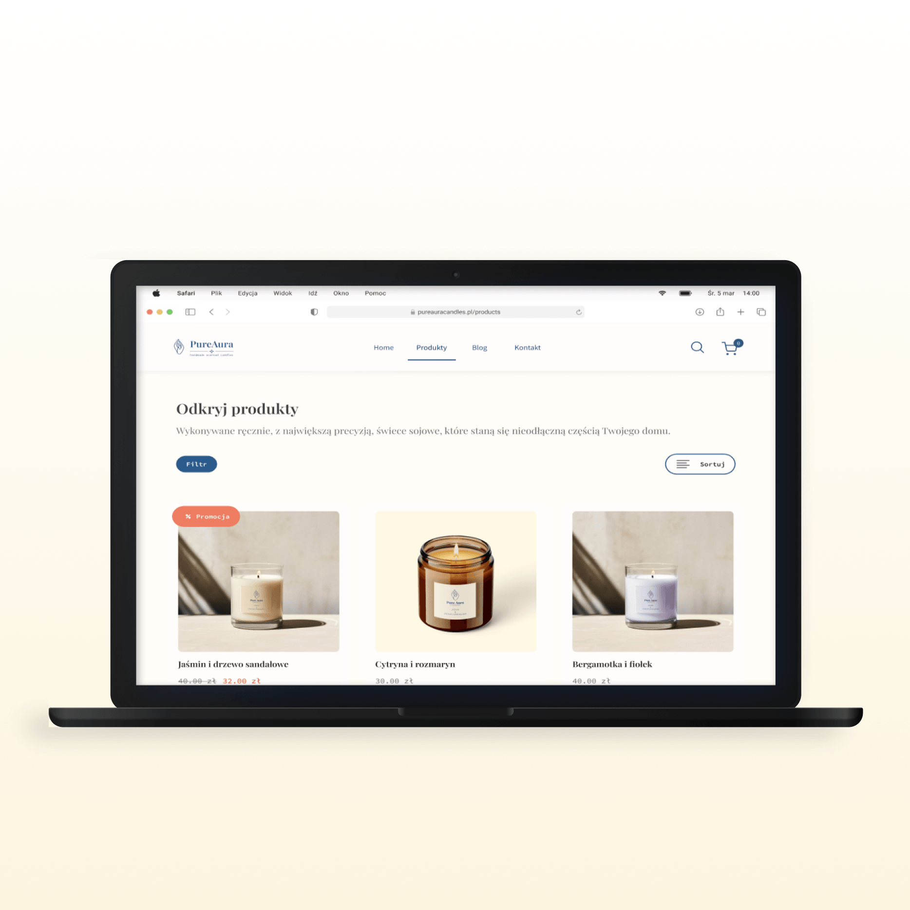 Makieta desktopowa projektu AuraPura