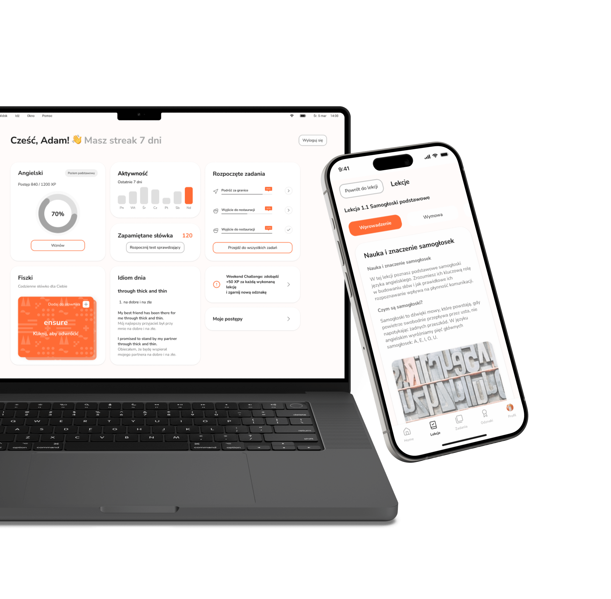 Podgląd projektu Mova - aplikacja do nauki języków