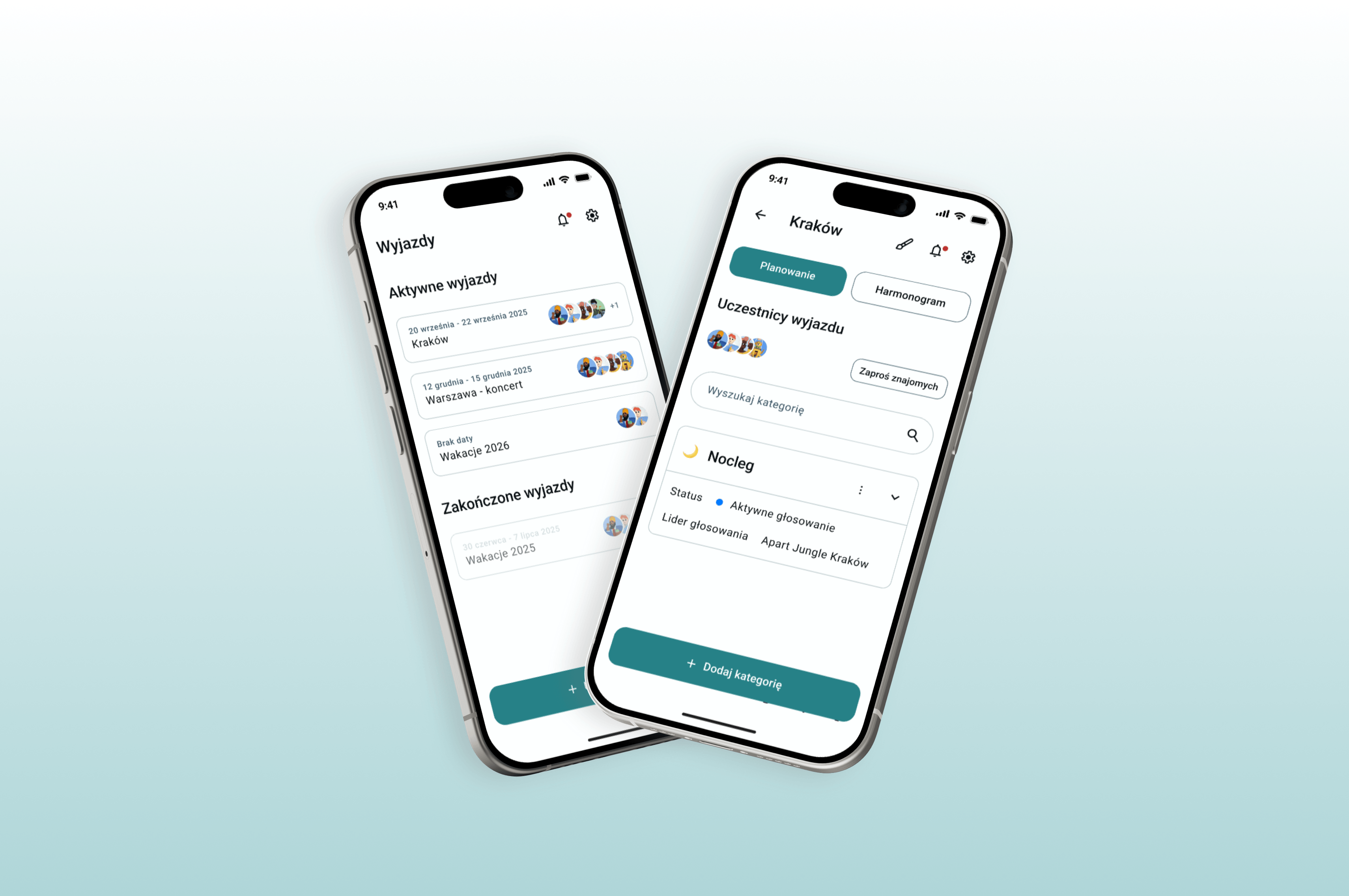 Podgląd projektu ReadySet - aplikacja do planowania wyjazdów