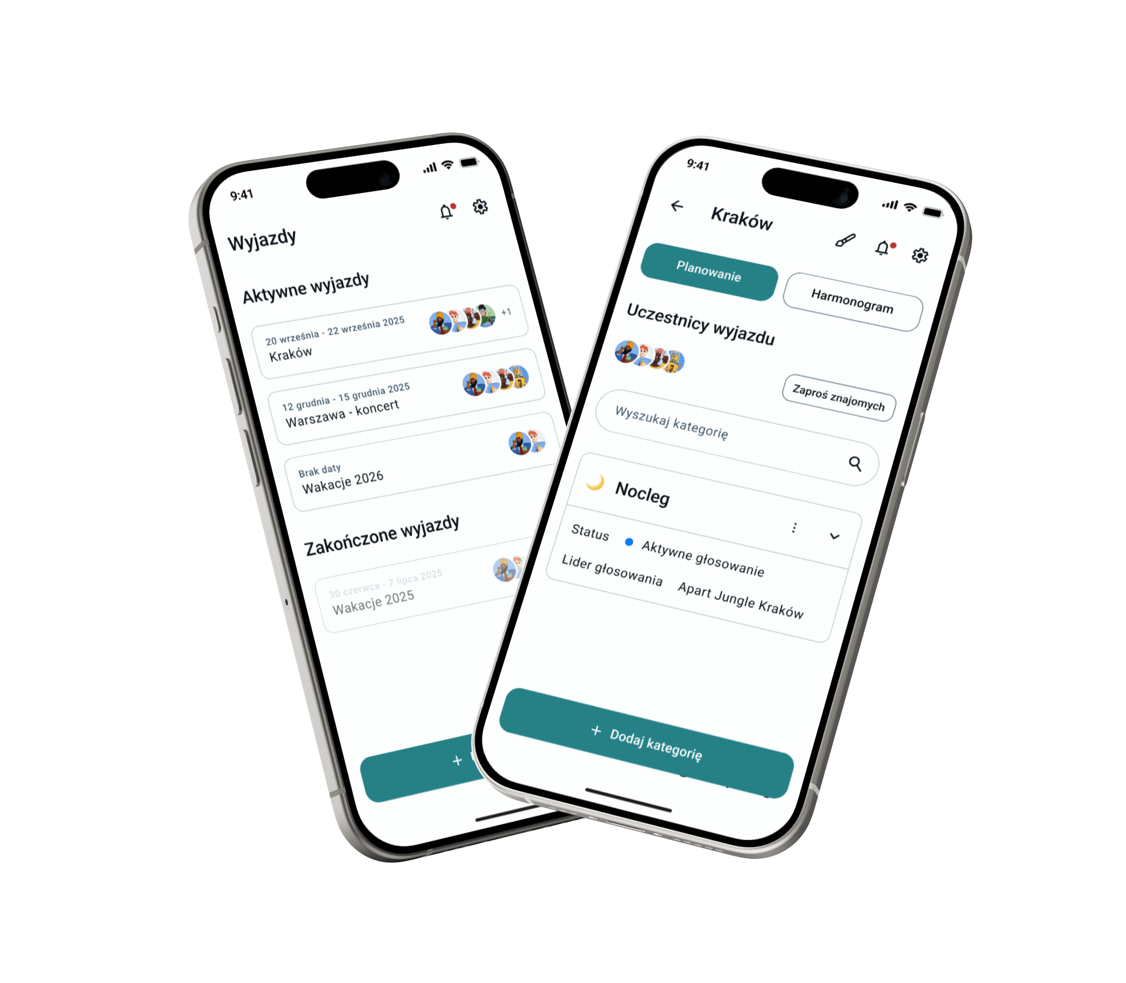 Podgląd projektu ReadySet - aplikacja do planowania wyjazdów